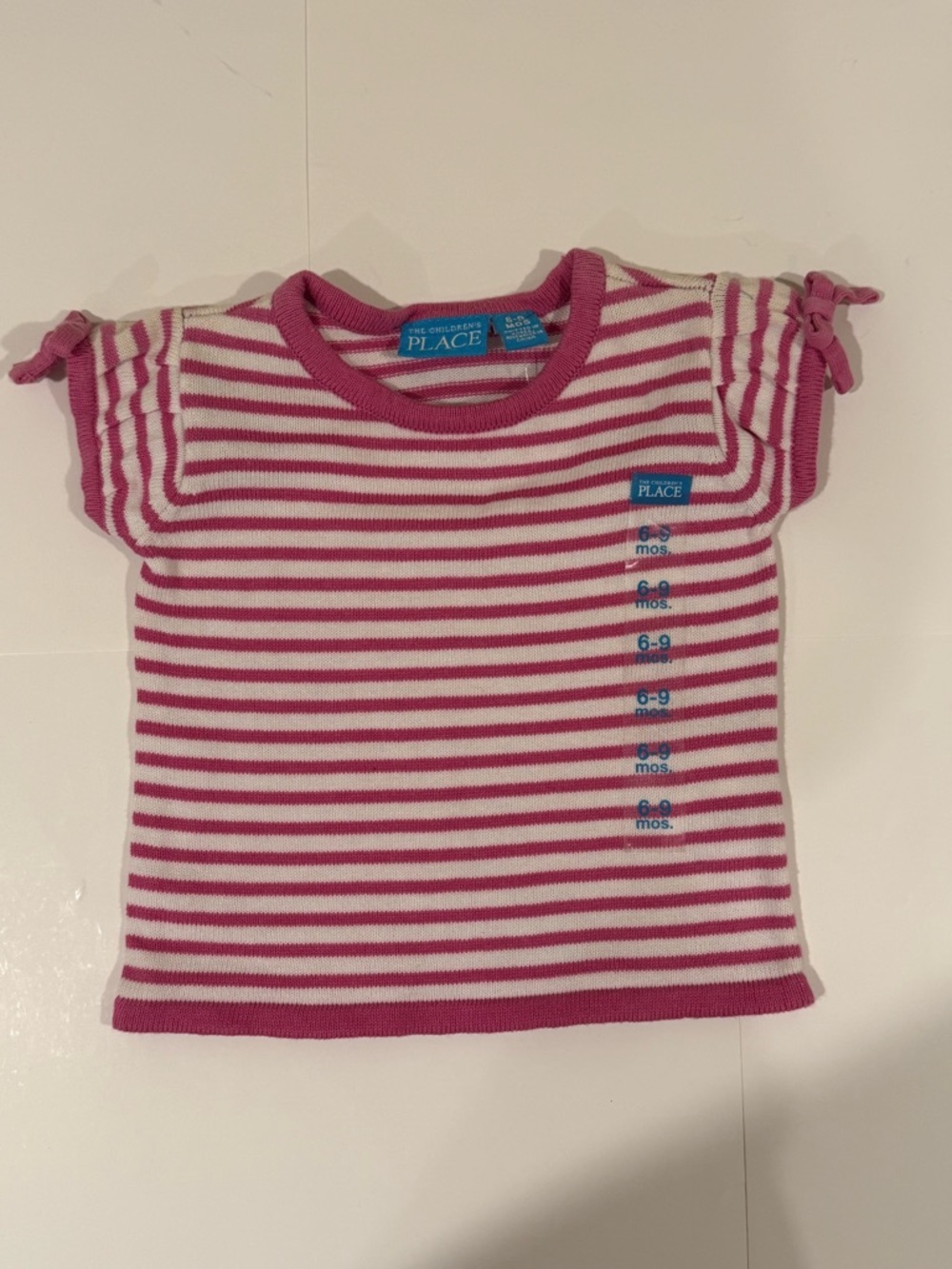 The Children's Place Pink & White Striped Baby Tee Size 6-9 months NWT